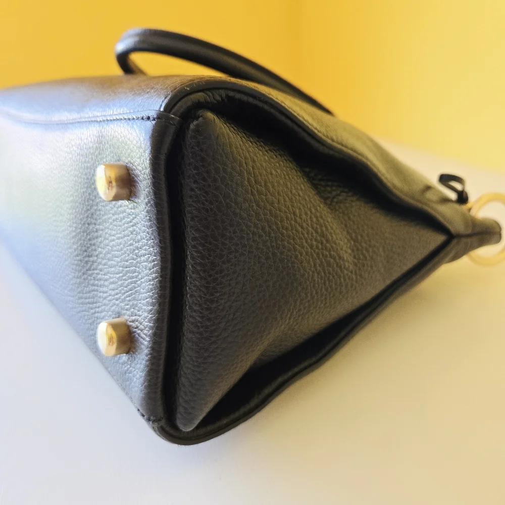 Coach F77884 Mia Pebbled Black Leather Convertible Satchel Top Handle Handbag - Picture 14 of 16